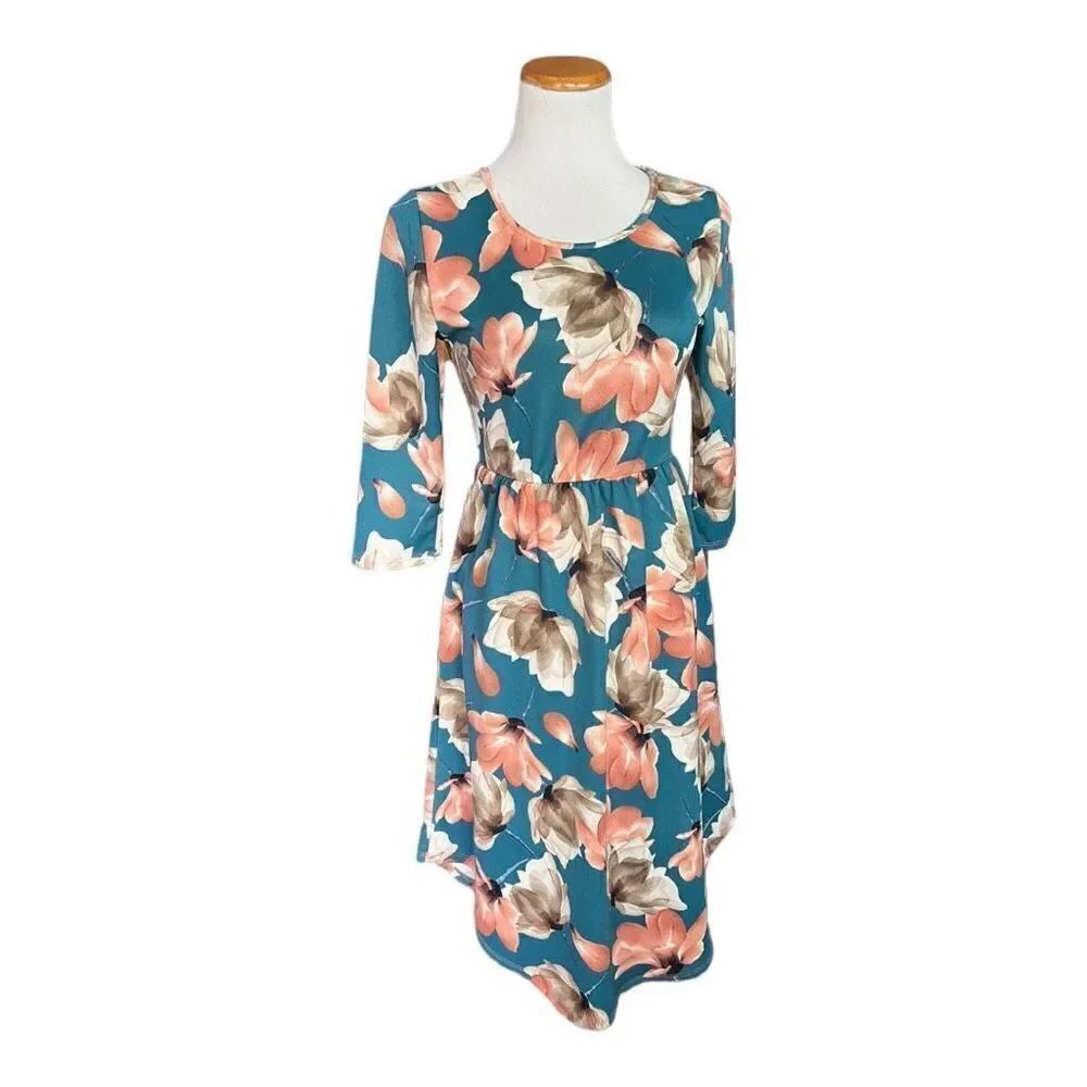 Womens Anthropologie Egy California Floral 3/4 Sleeve Statement Dress - Sz M